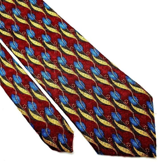 Ermenegildo Zegna Red Silk‎ Tie Print Abstract Classic - Picture 1 of 6